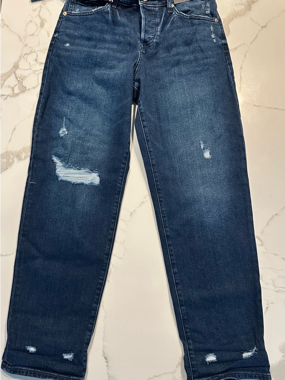 Express Women's Dark Blue Straight Jeans
